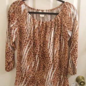 New York City Design Co. Animal Print Peasant top